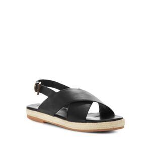 ST. AGNI Womens Black Cross Strap Slingback Basque Platform Espadrille Shoes 35